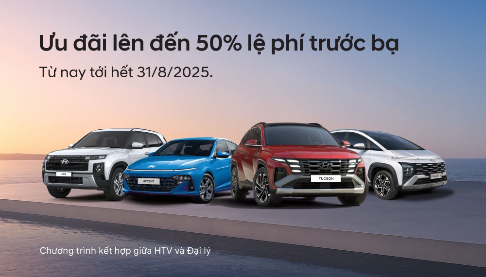 HYUNDAI THÀNH CÔNG TRIỂN KHAI CHƯƠNG TRÌNH ƯU ĐÃI LÊN ĐẾN 50% LỆ PHÍ TRƯỚC BẠ
